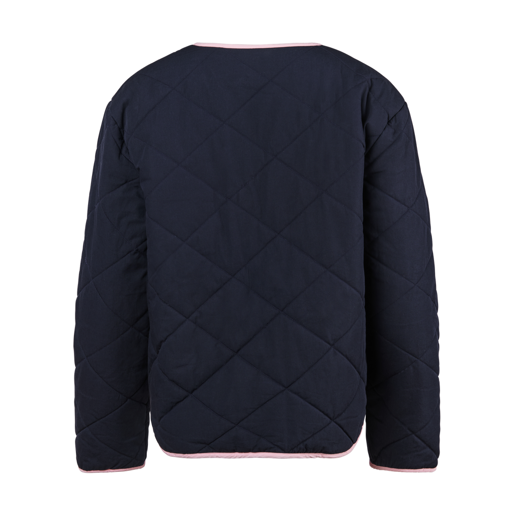 Navy blue and light pink cotton quilted jacket coat for women