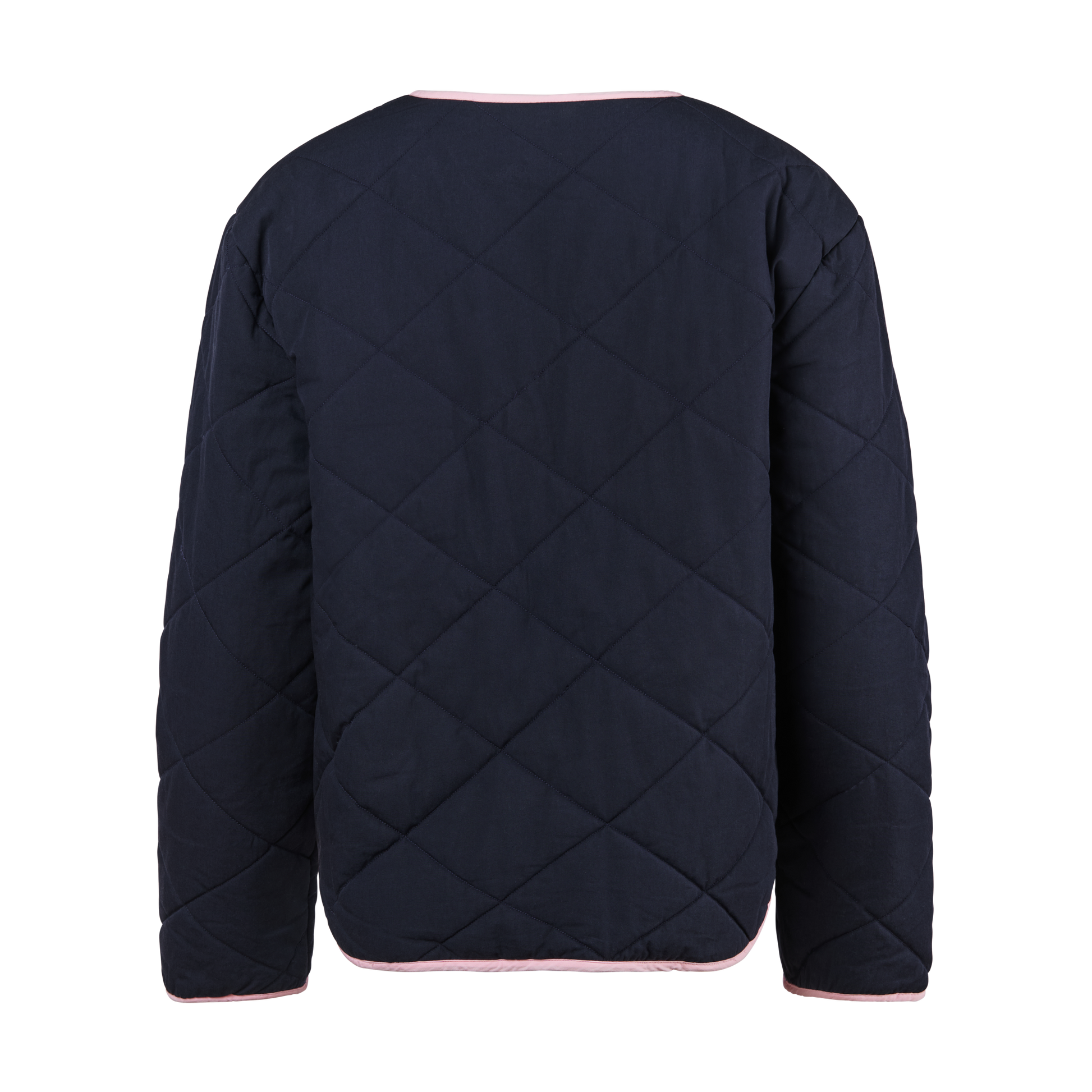 Navy blue and light pink cotton quilted jacket coat for women