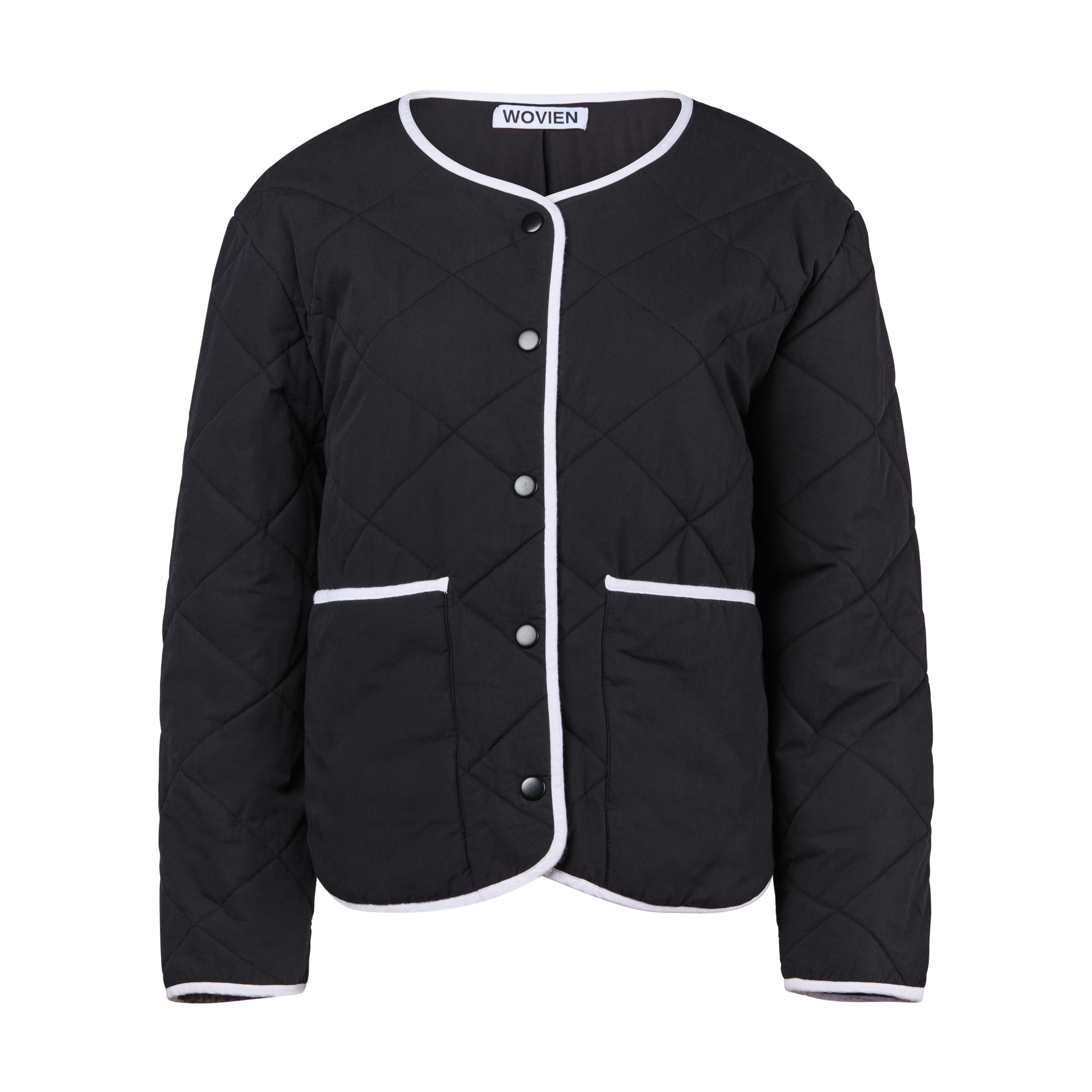 Black and white cotton quilted jacket coat for women