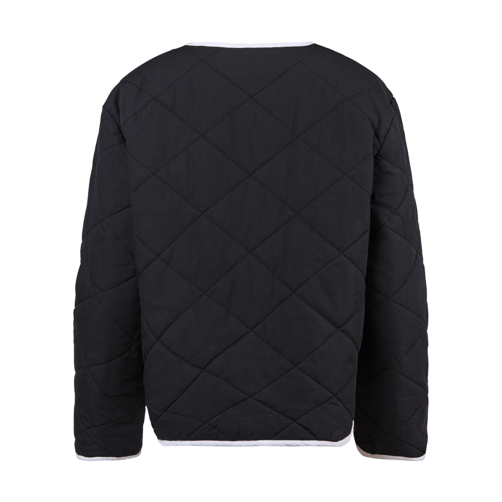 Black and white cotton quilted jacket coat for women